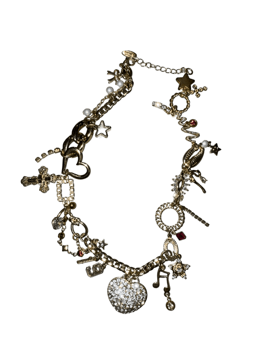 gold big hear necklace - (03)0