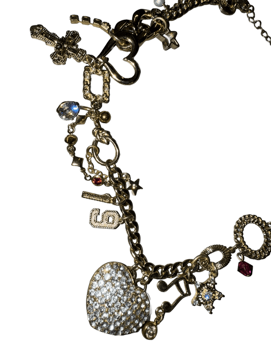 gold big hear necklace - (03)0