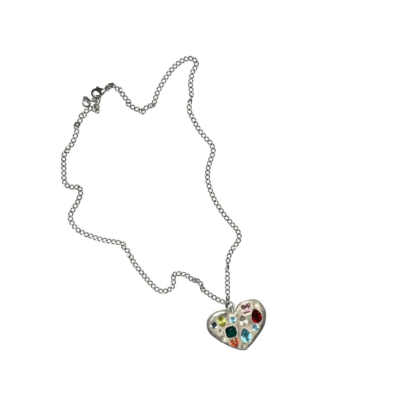 heart with stones necklace - (03)0