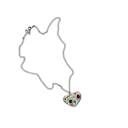 heart with stones necklace - (03)0