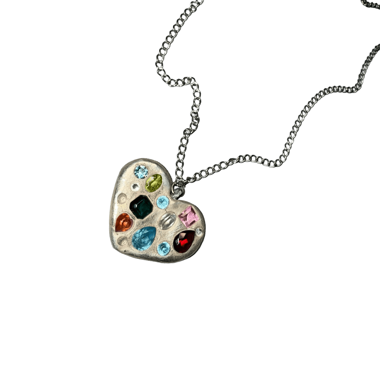 heart with stones necklace - (03)0