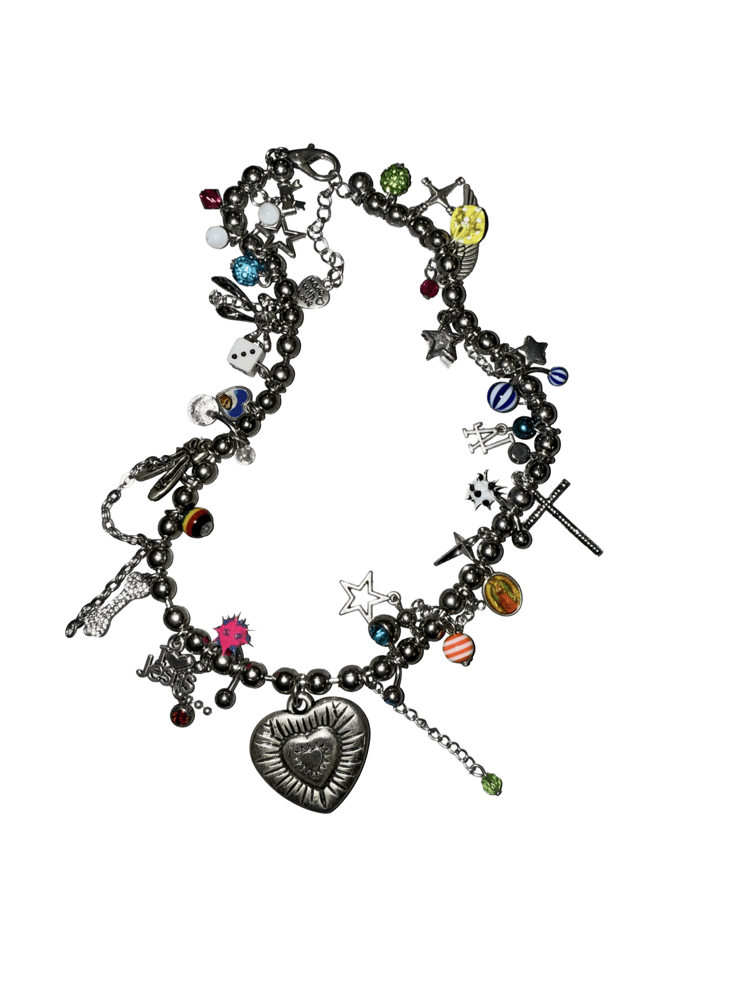 silver big heart necklace - (03)0