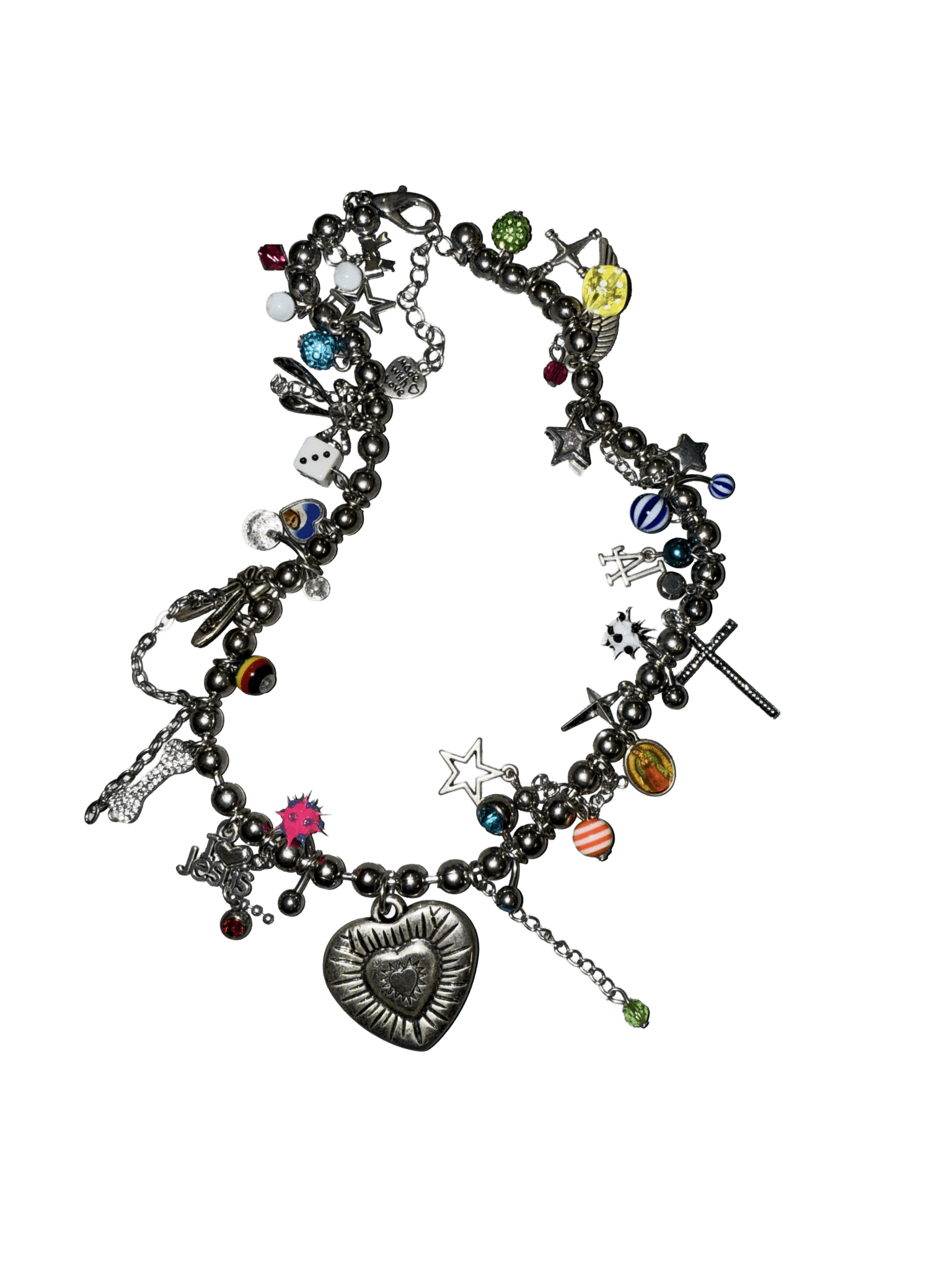 silver big heart necklace - (03)0