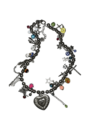 silver big heart necklace - (03)0