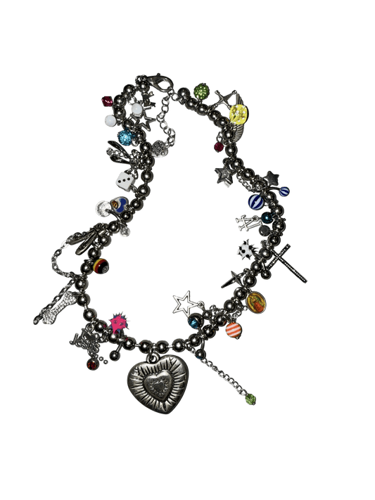 silver big heart necklace - (03)0