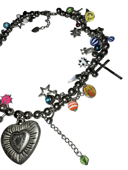 silver big heart necklace - (03)0