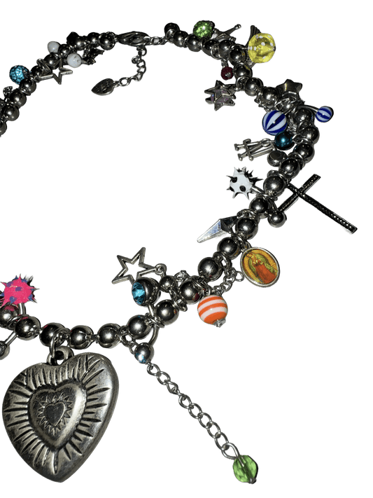 silver big heart necklace - (03)0